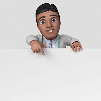 3D Render of Cartoon Doctor Character