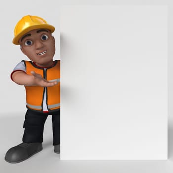 3D Render of Cartoon Builder Character