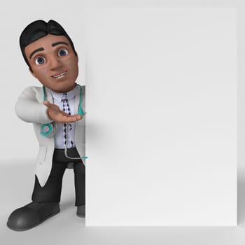 3D Render of Cartoon Doctor Character