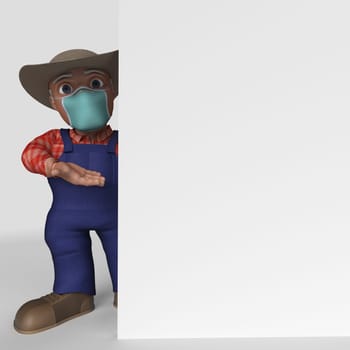 3D Render of Cartoon Farmer Character