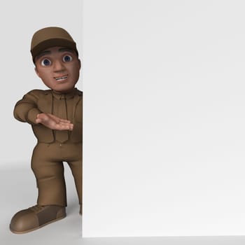 3D Render of Cartoon Delivery Driver