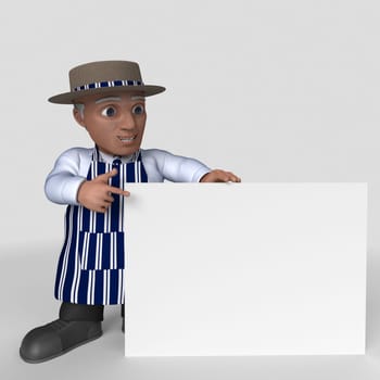 3D Render of Cartoon Butcher Character