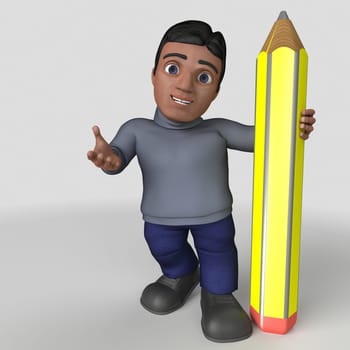 3D Render of Cartoon Casual Character