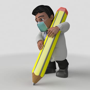 3D Render of Cartoon Doctor Character in face mask