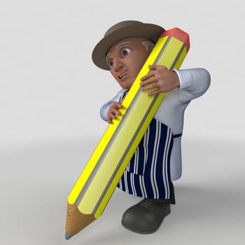 3D Render of Cartoon Butcher Character
