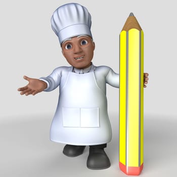 3D Render of Cartoon Baker Character