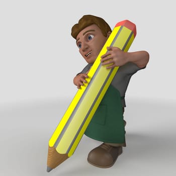 3D Render of Cartoon Shop Keeper Character