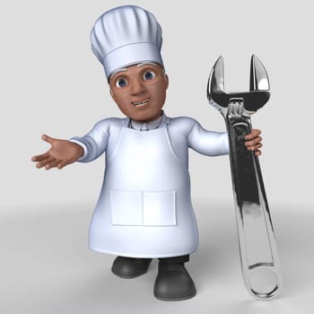 3D Render of Cartoon Baker Character
