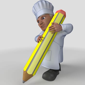 3D Render of Cartoon Baker Character