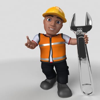 3D Render of Cartoon Builder Character