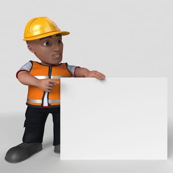 3D Render of Cartoon Builder Character