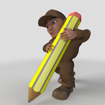 3D Render of Cartoon Delivery Driver