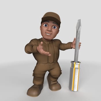 3D Render of Cartoon Delivery Driver