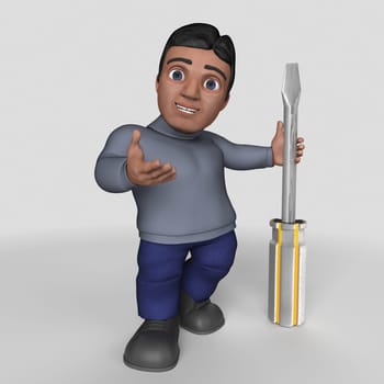3D Render of Cartoon Casual Character