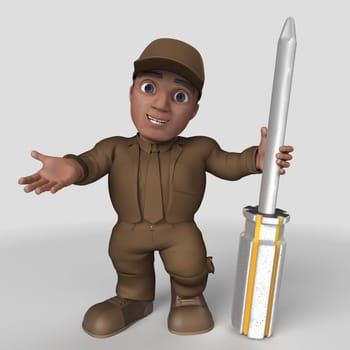 3D Render of Cartoon Delivery Driver