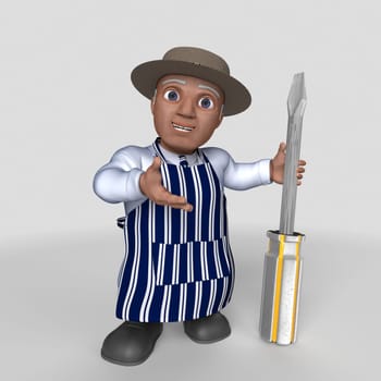 3D Render of Cartoon Butcher Character
