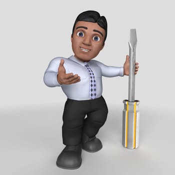 3D Render of Cartoon Business Character