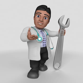 3D Render of Cartoon Doctor Character
