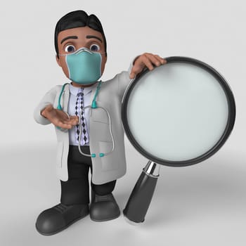 3D Render of Cartoon Doctor Character in face mask