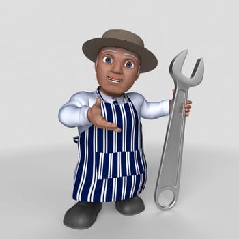 3D Render of Cartoon Butcher Character