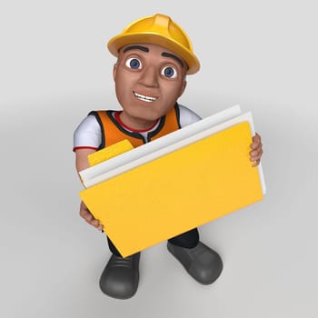 3D Render of Cartoon Builder Character