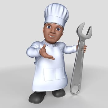 3D Render of Cartoon Baker Character