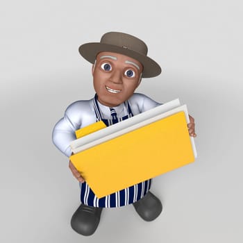 3D Render of Cartoon Butcher Character