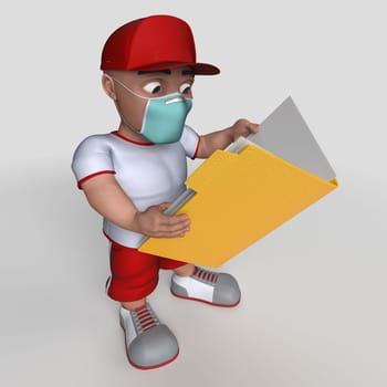 3D Render of Cartoon Sports Character in face mask