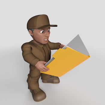 3D Render of Cartoon Delivery Driver