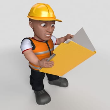 3D Render of Cartoon Builder Character