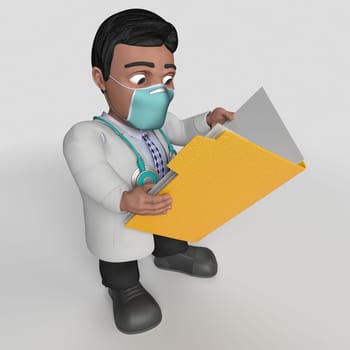 3D Render of Cartoon Doctor Character in face mask