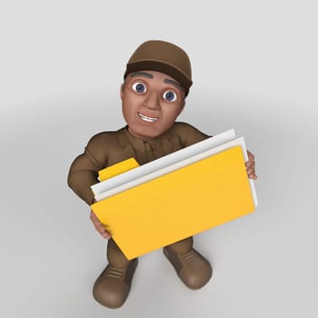 3D Render of Cartoon Delivery Driver