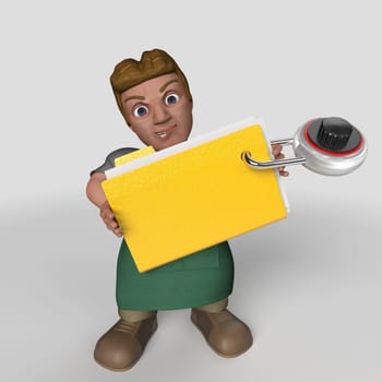 3D Render of Cartoon Shop Keeper Character