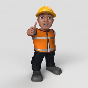 3D Render of Cartoon Builder Character