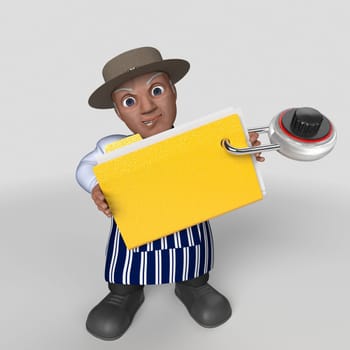 3D Render of Cartoon Butcher Character