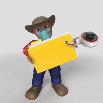 3D Render of Cartoon Farmer Character