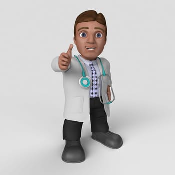 3D Render of Cartoon Doctor Character