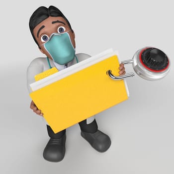 3D Render of Cartoon Doctor Character in face mask