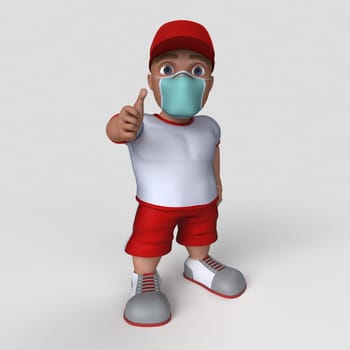 3D Render of Cartoon Sports Character in face mask