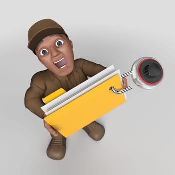 3D Render of Cartoon Delivery Driver