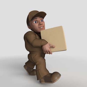 3D Render of Cartoon Delivery Driver