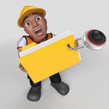 3D Render of Cartoon Builder Character