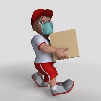 3D Render of Cartoon Sports Character in face mask