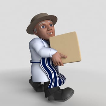 3D Render of Cartoon Butcher Character