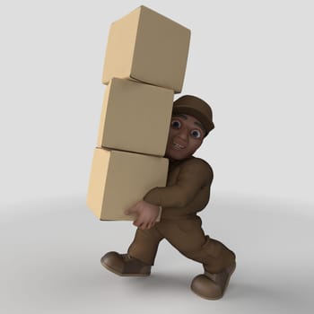 3D Render of Cartoon Delivery Driver