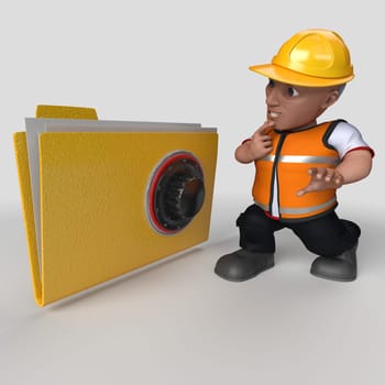 3D Render of Cartoon Builder Character