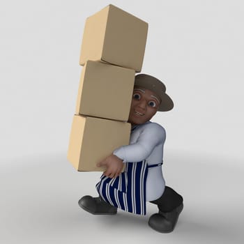 3D Render of Cartoon Butcher Character