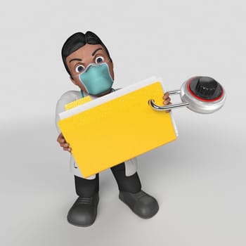 3D Render of Cartoon Doctor Character in face mask