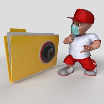 3D Render of Cartoon Sports Character in face mask