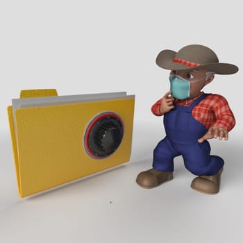 3D Render of Cartoon Farmer Character